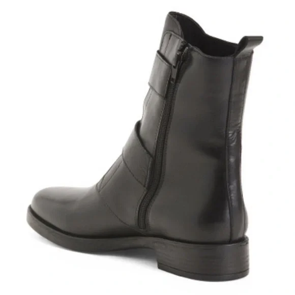 ❤️Emanuele Crasto Black Leather Italian Moto Boots Buckle Size 7/EUR 38 - Picture 2 of 12